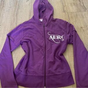 Aeropostale Purple Zippered Long Sleeve Hoodie
